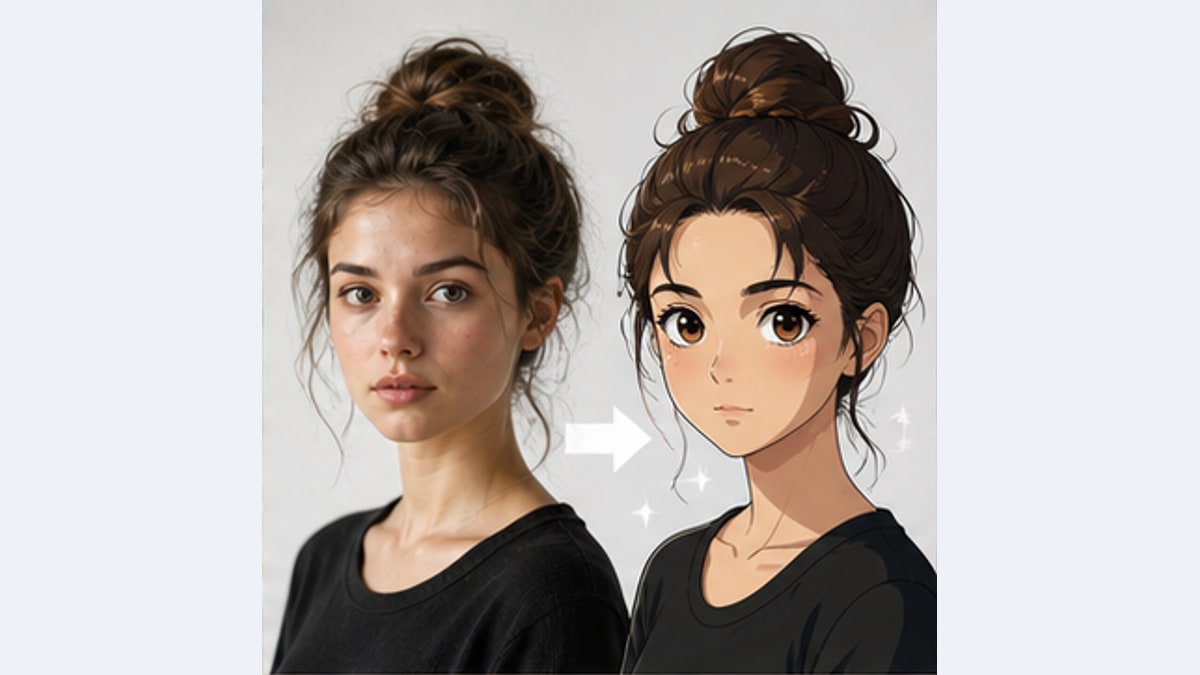 Transformatie in animestijl — Voorbeeldresultaat