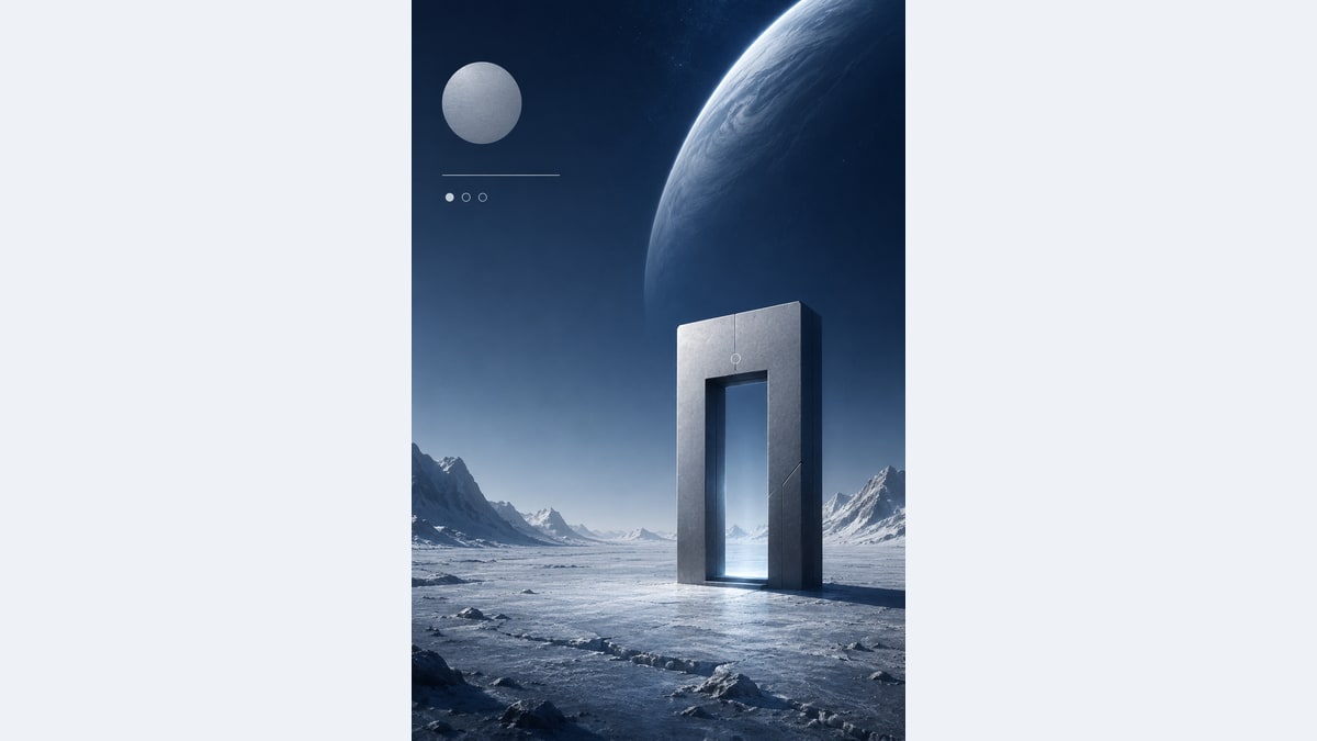 Minimalistische sciencefictionomslag — Voorbeeldresultaat