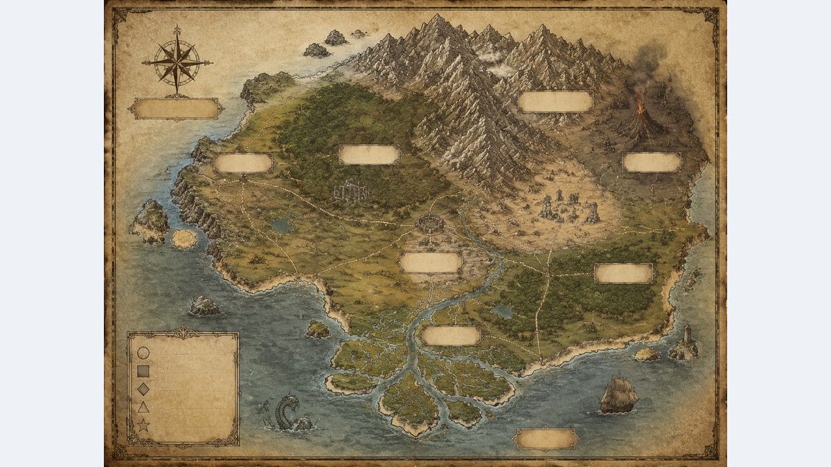 Kaart van een fantasyregio — Voorbeeldresultaat