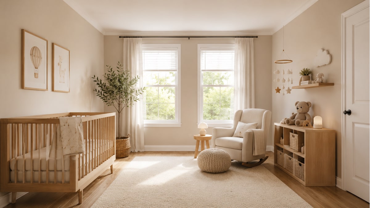 Concept voor een rustige babykamer — Voorbeeldresultaat
