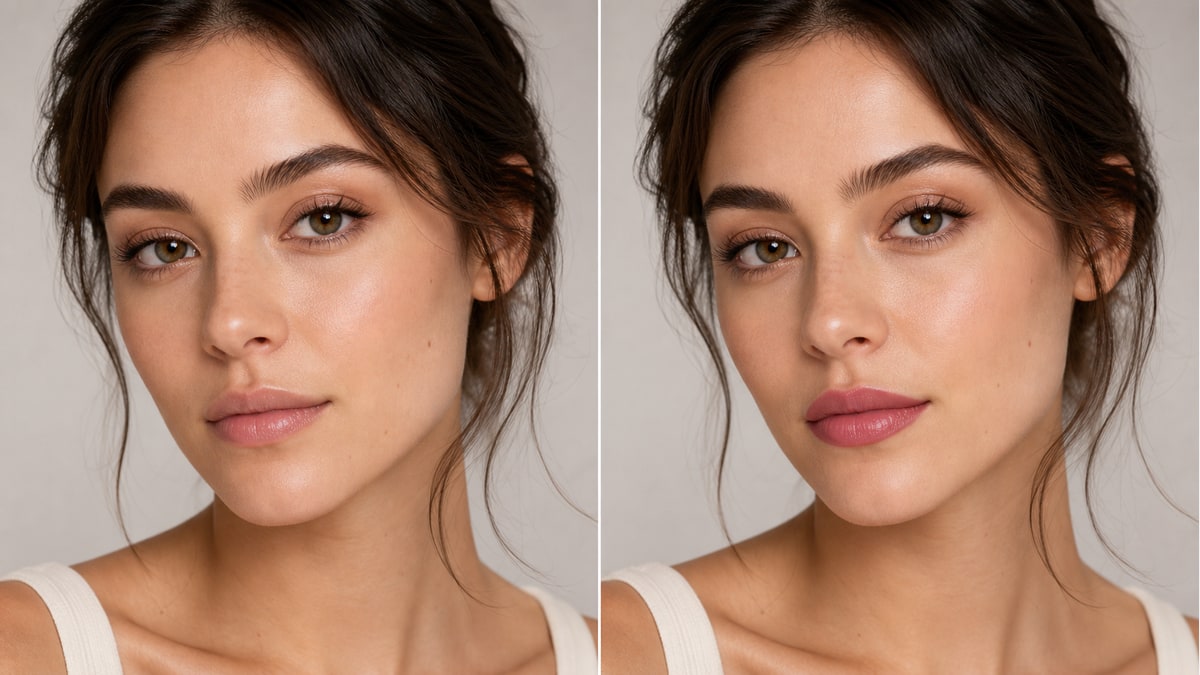 Lippenstiftkleur uitproberen — Voorbeeldresultaat