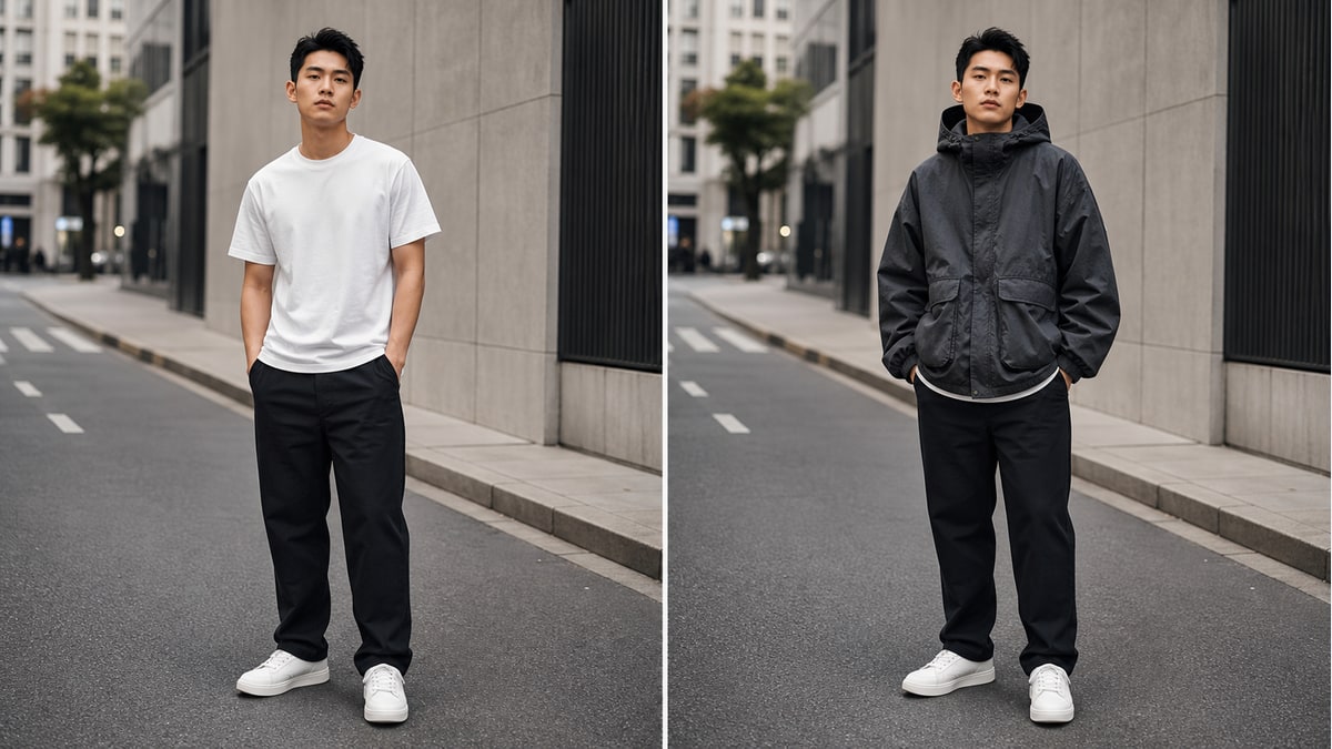Streetwearjas passen — Voorbeeldresultaat
