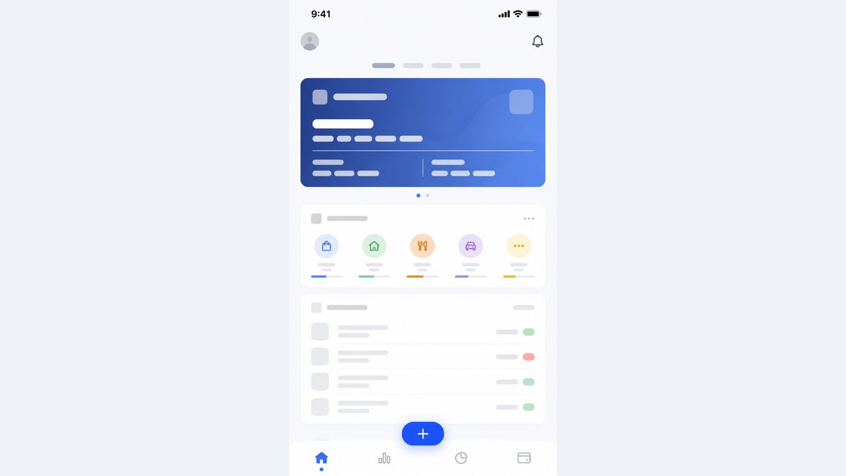 Startscherm van een financiële app — Voorbeeldresultaat