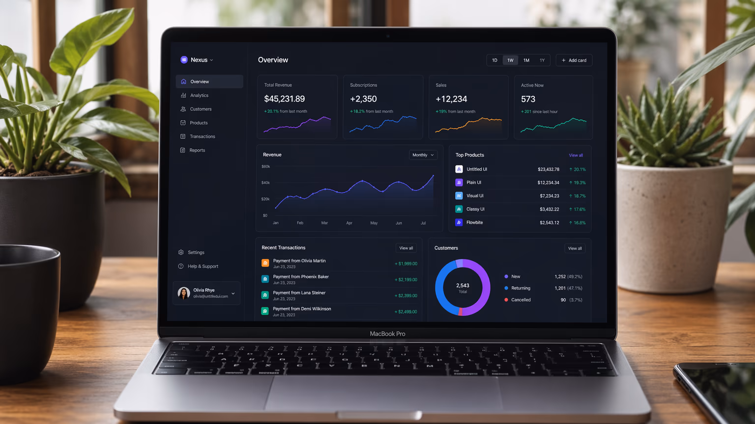 SaaS dashboard